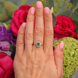 Ellibelle Jewellery Natural Emerald & Diamond Gold Oval Cluster Ring