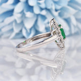 Ellibelle Jewellery Natural Emerald & Diamond White Gold Cluster Engagement Ring
