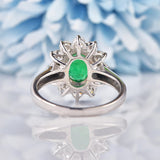 Ellibelle Jewellery Natural Emerald & Diamond White Gold Cluster Engagement Ring