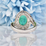Ellibelle Jewellery Natural Emerald & Diamond White Gold Crossover Engagement Ring
