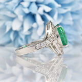 Ellibelle Jewellery Natural Emerald & Diamond White Gold Crossover Engagement Ring