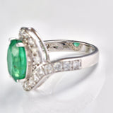 Ellibelle Jewellery Natural Emerald & Diamond White Gold Crossover Engagement Ring