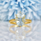 Ellibelle Jewellery Oval Cut Aquamarine 18ct Yellow Gold Solitaire Ring