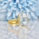 Ellibelle Jewellery Oval Cut Aquamarine 18ct Yellow Gold Solitaire Ring