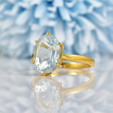 Ellibelle Jewellery Oval Cut Aquamarine 18ct Yellow Gold Solitaire Ring