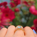 Ellibelle Jewellery Oval Cut Blue Zircon 9ct Yellow Gold Solitaire Ring