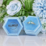 Ellibelle Jewellery Oval Cut Blue Zircon 9ct Yellow Gold Solitaire Ring