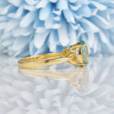 Ellibelle Jewellery Oval Cut Blue Zircon 9ct Yellow Gold Solitaire Ring
