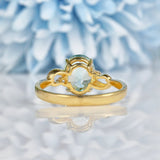 Ellibelle Jewellery Oval Cut Blue Zircon 9ct Yellow Gold Solitaire Ring