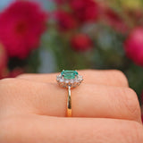 Ellibelle Jewellery Oval Emerald & Diamond 18ct Yellow Gold Cluster Ring