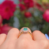 Ellibelle Jewellery Oval Emerald & Diamond 18ct Yellow Gold Cluster Ring