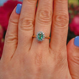 Ellibelle Jewellery Oval Emerald & Diamond 18ct Yellow Gold Cluster Ring