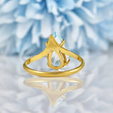 Ellibelle Jewellery Pear Shaped Aquamarine 18ct Yellow Gold Ring