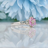 Ellibelle Jewellery PINK SAPPHIRE & DIAMOND 9CT WHITE GOLD CLUSTER RING
