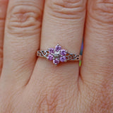 Ellibelle Jewellery PINK SAPPHIRE & DIAMOND 9CT WHITE GOLD CLUSTER RING