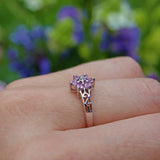 Ellibelle Jewellery PINK SAPPHIRE & DIAMOND 9CT WHITE GOLD CLUSTER RING