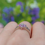 Ellibelle Jewellery PINK SAPPHIRE & DIAMOND 9CT WHITE GOLD CLUSTER RING
