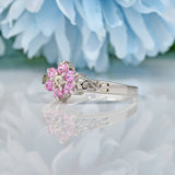 Ellibelle Jewellery PINK SAPPHIRE & DIAMOND 9CT WHITE GOLD CLUSTER RING