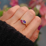 Ellibelle Jewellery Pink Sapphire & Tanzanite 18ct Gold "Toi et Moi" Engagement Ring