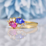Ellibelle Jewellery Pink Sapphire & Tanzanite 18ct Gold "Toi et Moi" Engagement Ring