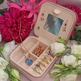 Ellibelle Jewellery Pink Velvet Jewellery Travel Case