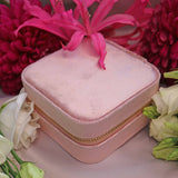Ellibelle Jewellery Pink Velvet Jewellery Travel Case