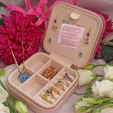 Ellibelle Jewellery Pink Velvet Jewellery Travel Case