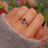Ellibelle Jewellery Ruby & Diamond 18ct White Gold Cluster Ring