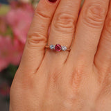 Ellibelle Jewellery Ruby & Diamond 18ct White Gold Three Stone Engagement Ring