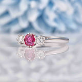 Ellibelle Jewellery Ruby & Diamond 18ct White Gold Three Stone Engagement Ring