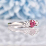Ellibelle Jewellery Ruby & Diamond 18ct White Gold Three Stone Engagement Ring