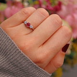 Ellibelle Jewellery Ruby & Diamond 18ct White Gold Three Stone Engagement Ring