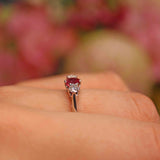 Ellibelle Jewellery Ruby & Diamond 18ct White Gold Three Stone Engagement Ring