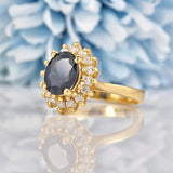 Ellibelle Jewellery Sapphire & Diamond 14k Gold Oval Cluster Ring