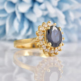 Ellibelle Jewellery Sapphire & Diamond 14k Gold Oval Cluster Ring