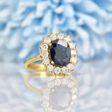 Ellibelle Jewellery SAPPHIRE & DIAMOND 18CT GOLD CLUSTER RING