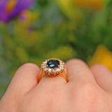 Ellibelle Jewellery SAPPHIRE & DIAMOND 18CT GOLD CLUSTER RING