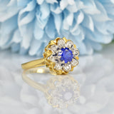 Ellibelle Jewellery Sapphire & Diamond 18ct Gold Flower Cluster Ring