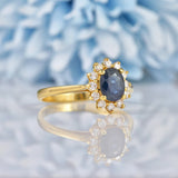 Ellibelle Jewellery Sapphire & Diamond 18ct Gold Oval Cluster Ring