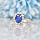 Ellibelle Jewellery Sri Lankan Blue Sapphire & Diamond White Gold Cluster Ring