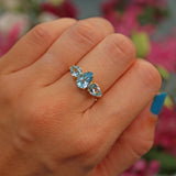 Ellibelle Jewellery Swiss Blue Topaz 9ct Gold Three Stone Ring