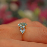 Ellibelle Jewellery Swiss Blue Topaz 9ct Gold Three Stone Ring