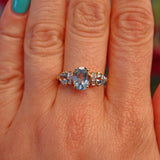 Ellibelle Jewellery Swiss Blue Topaz & Diamond 9ct Gold Trilogy Ring