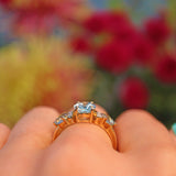 Ellibelle Jewellery Swiss Blue Topaz & Diamond 9ct Gold Trilogy Ring