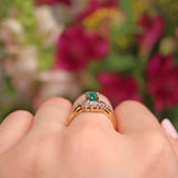 Ellibelle Jewellery Synthetic Emerald & Diamond 18ct Gold Crossover Ring