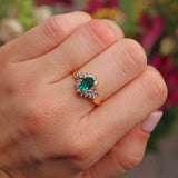 Ellibelle Jewellery Synthetic Emerald & Diamond 18ct Gold Crossover Ring