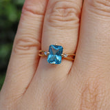 Ellibelle Jewellery TOPAZ & DIAMOND 9CT GOLD SOLITAIRE RING