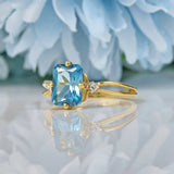 Ellibelle Jewellery TOPAZ & DIAMOND 9CT GOLD SOLITAIRE RING