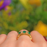 Ellibelle Jewellery VICTORIAN EMERALD GREEN PASTE & DIAMOND 18CT GOLD RING
