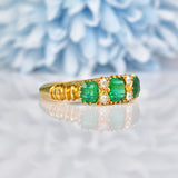 Ellibelle Jewellery VICTORIAN EMERALD GREEN PASTE & DIAMOND 18CT GOLD RING